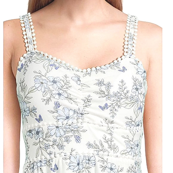 High-Low Boho Dress Dark Florals Plus Size Stretch Soft Homecoming White dainty - Picture 5 of 13